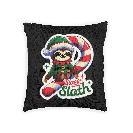 Adorable sloth dressed as an elf Woven Pillows