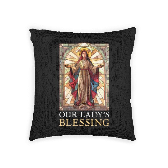 Virgin Mary Our Lady'S Blessing Woven Pillows