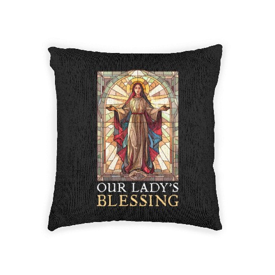Virgin Mary Our Lady'S Blessing Woven Pillows