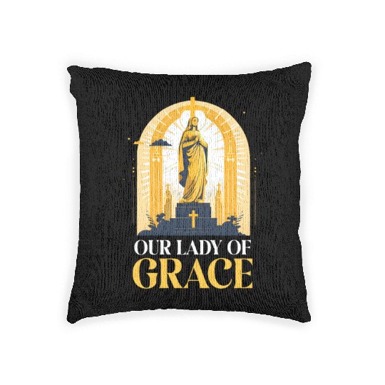 Virgin Mary Our Lady Of Grace Woven Pillows