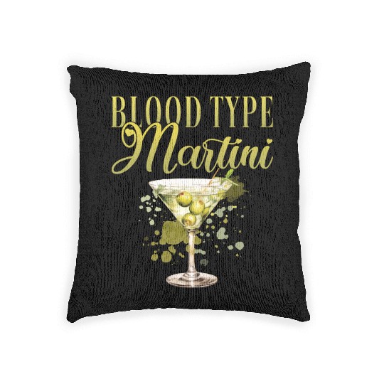 Blood Type Martini Cocktail Bartender Woven Pillows