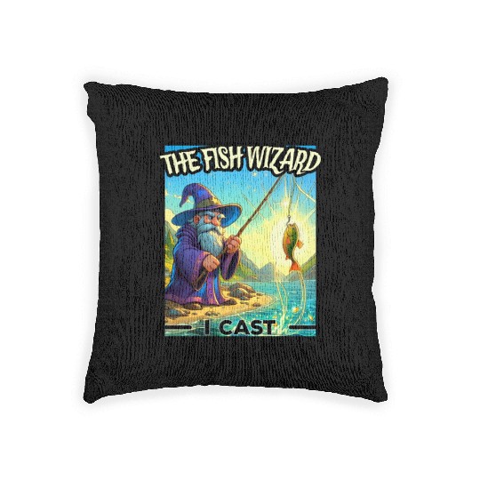 Fantasy Fishing Wizard - Reel Magic Woven Pillows