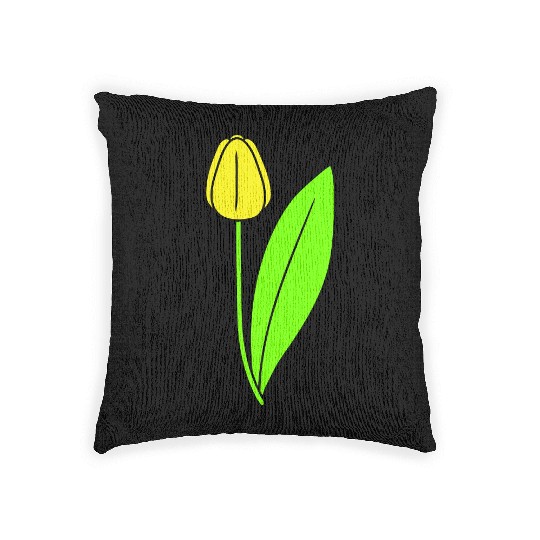 Yellow Tulip Beautiful Flower Pretty Spring Summer Woven Pillows