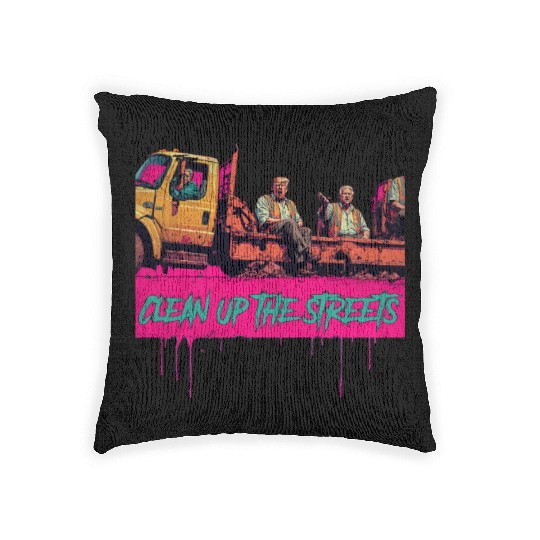 Clean up the streets Trump retro vintage Woven Pillows