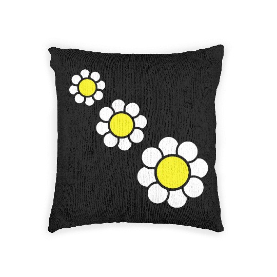 3 White Daisies Flowers Spring Summer Pretty Woven Pillows
