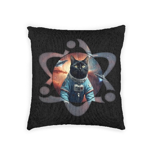 Space Cat Science Woven Pillows
