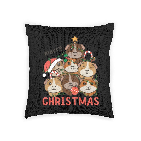 Guinea Pig Christmas Tree Merry Christmas Woven Pillows