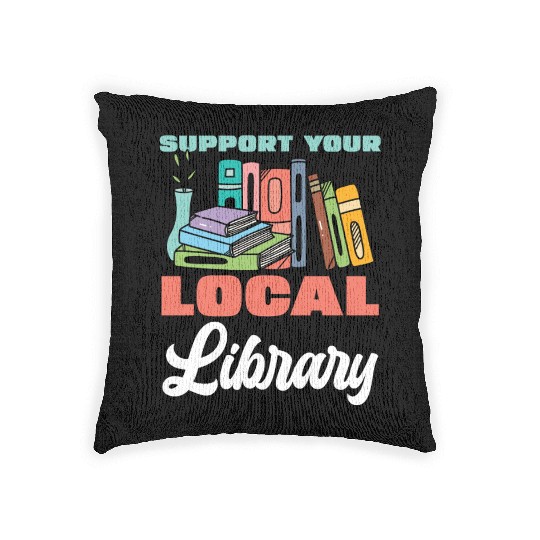 Support Your Local Library Books Reading Woven Pillows