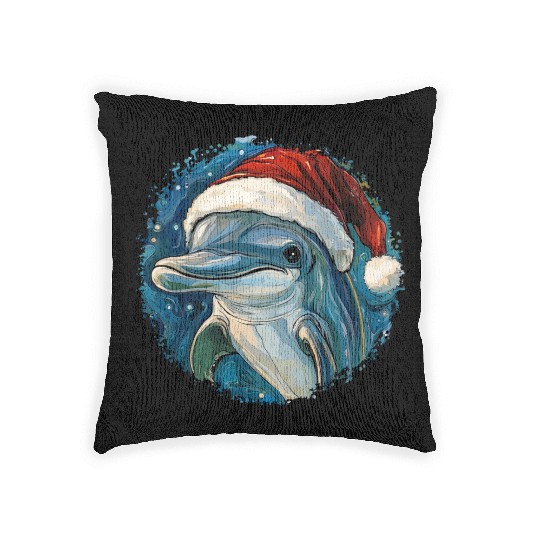 Dolphins Christmas Woven Pillows