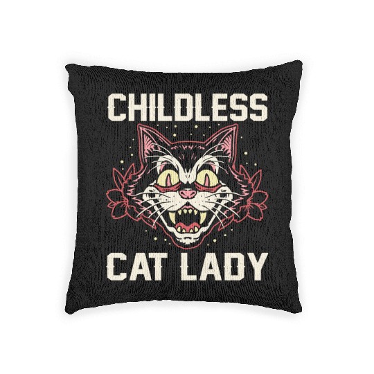 Childless Cat Lady Woven Pillows