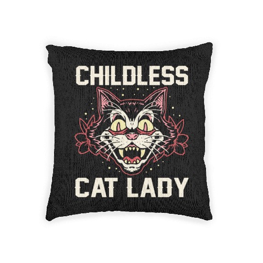 Childless Cat Lady Woven Pillows