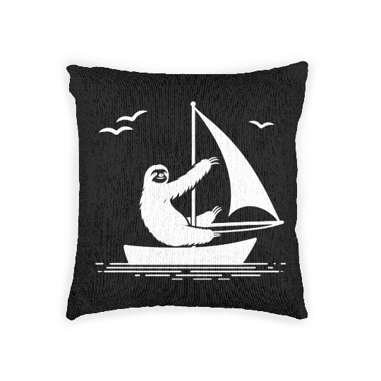 Sloth Sailboat Sailing Minimalist Silhouette Woven Pillows