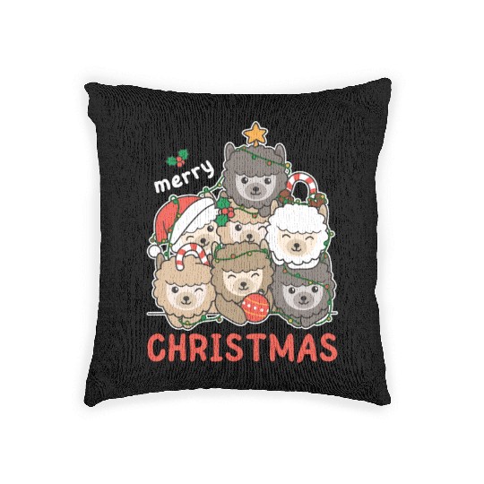 Alpaca Christmas Tree Merry Christmas Woven Pillows