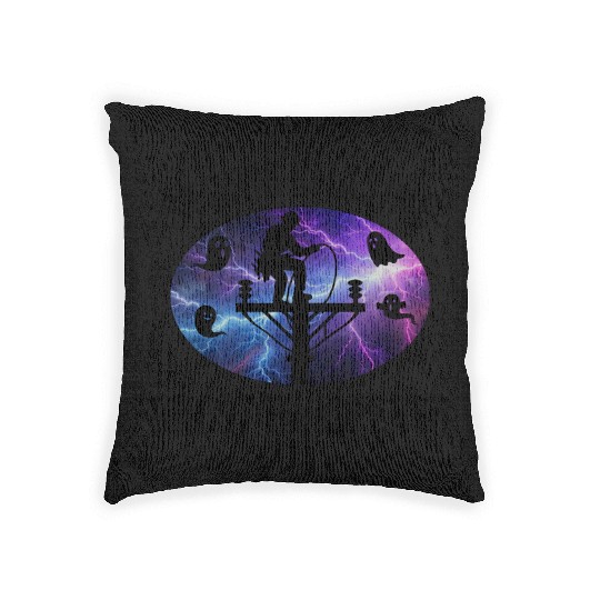 Storm Chasing Ghost Whisperer – Lineman Halloween Woven Pillows