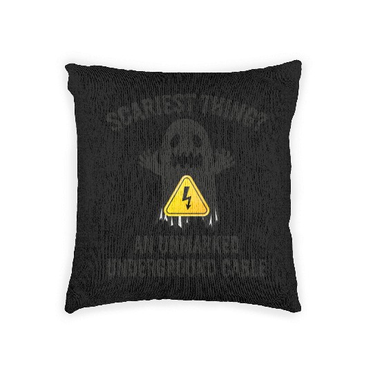 Lineman Halloween Scary Electrician Funny Humor Woven Pillows