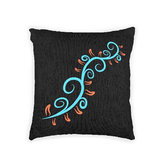 Vine Plant Blue Orange Leaves Decorative Pattern Woven Pillows