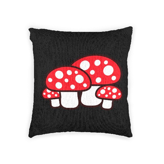 Many Mushrooms Red Dots Pattern Fly Agaric Fungus Woven Pillows