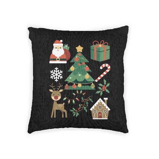 Christmas Icons Family Holiday Santa Tree Reindeer Woven Pillows