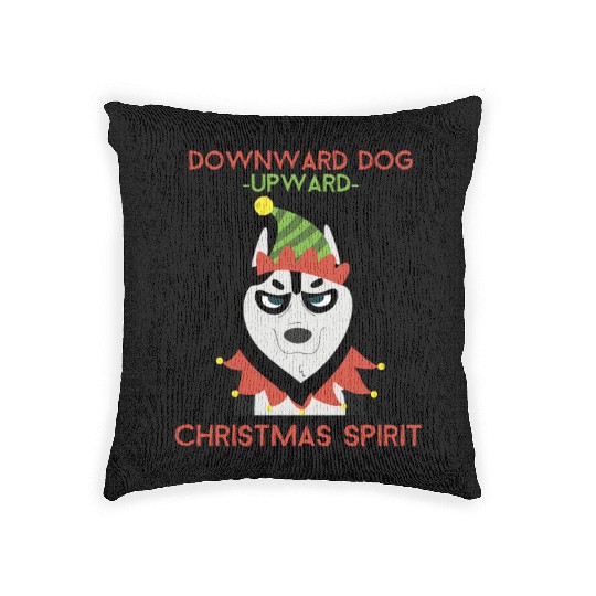 Downward Dog, Upward Christmas Spirit Woven Pillows