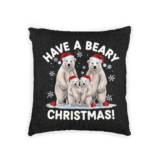 christmas have a beary christmas funny christmas Woven Pillows