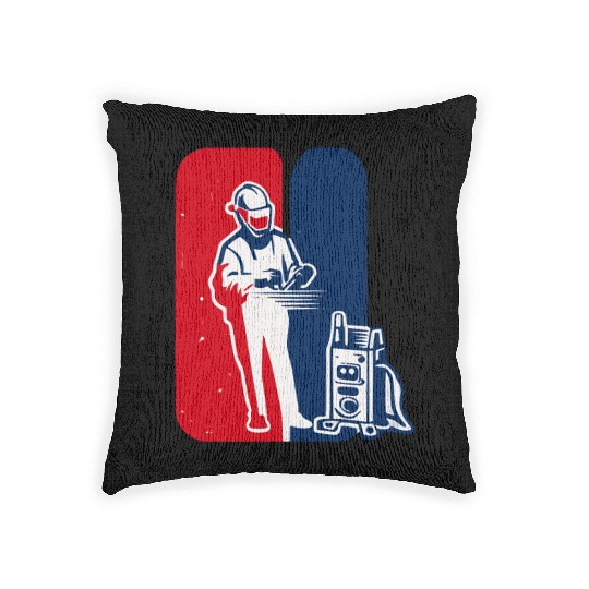 major league welder sticker Iconic Welder Design T Woven Pillows