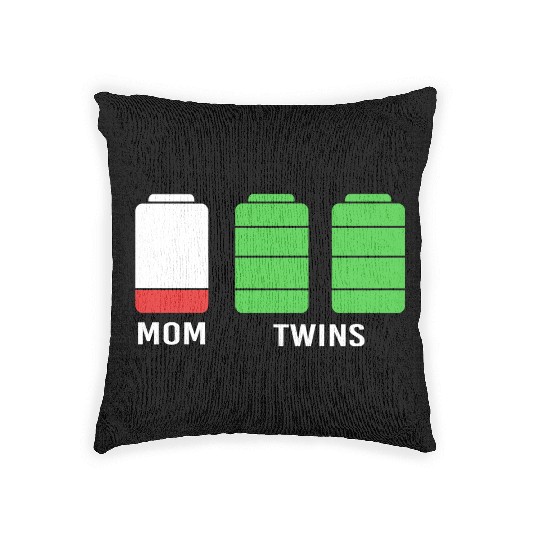 Funny Birthday Mama Twin Mom Low Battery Woven Pillows