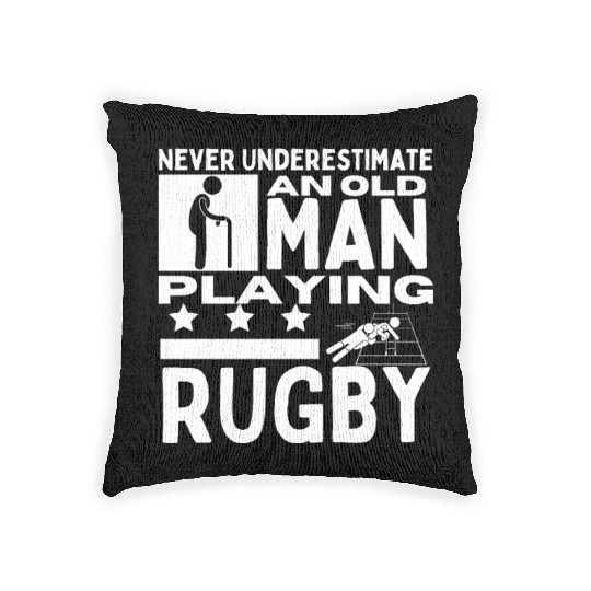 Rugby Never Underestimate An Old Man Playing Rugby Woven Pillows