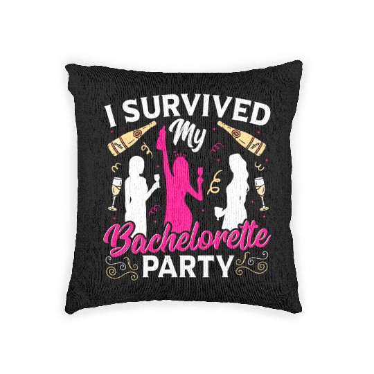 Bridal Party Wedding I Survived My Bachelorette Woven Pillows