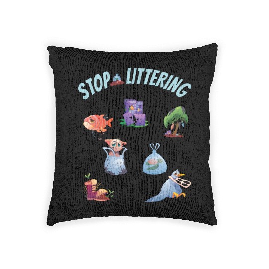 Stop Littering Environment Embrace Recycling Woven Pillows