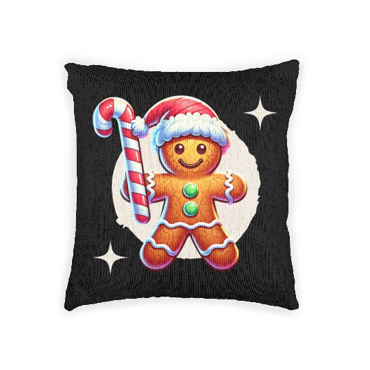 Gingerbread Man Christmas Cheer Woven Pillows