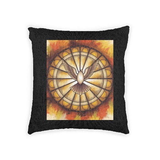 Stained Glass Dove in Flight - Peace & Spiritualit Woven Pillows