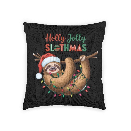 Holly Jolly Slothmas Woven Pillows