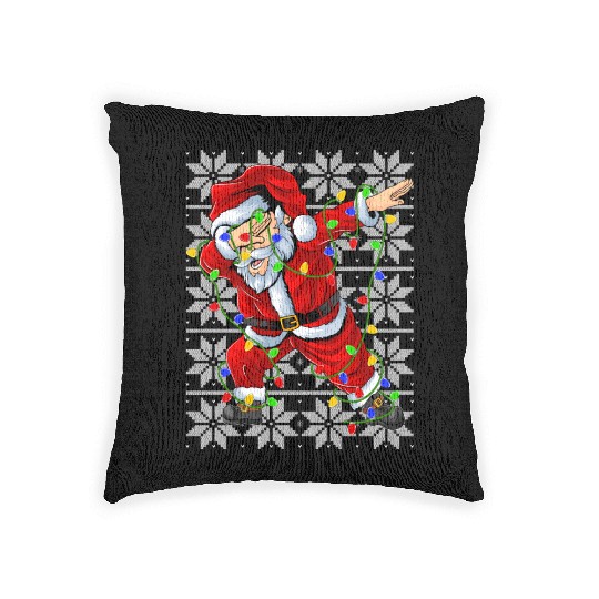 Dabbing Santa Christmas Lights Woven Pillows