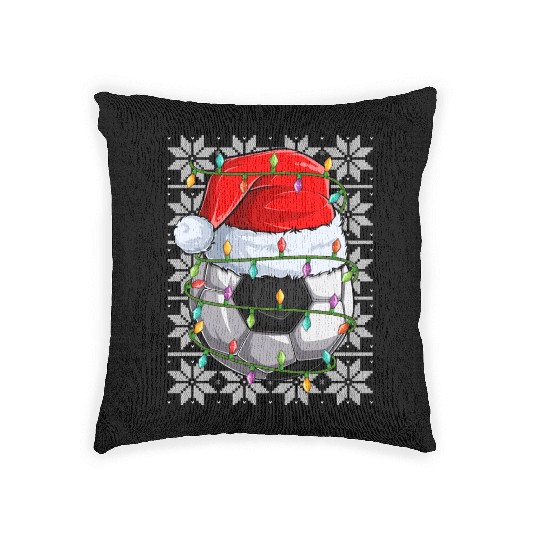 Soccer Football Christmas Lights Woven Pillows