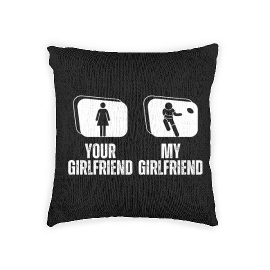 Rugby Player Your Girlfriend My Girlfriend Proud Woven Pillows