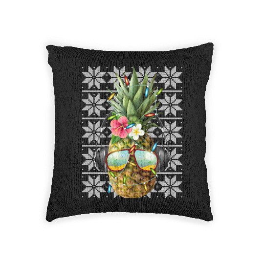 Pineapple Christmas Lights Woven Pillows