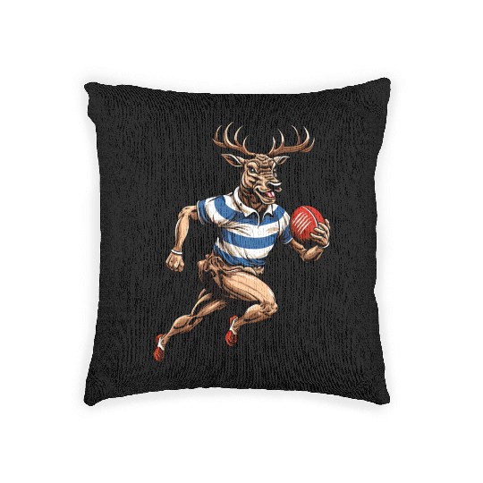 Deer rugby player Woven Pillows