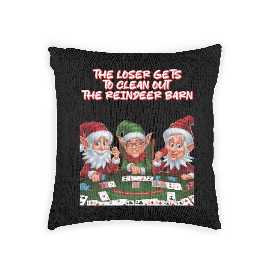 The Loser Gets To Clean Out The Reindeer Barn Woven Pillows