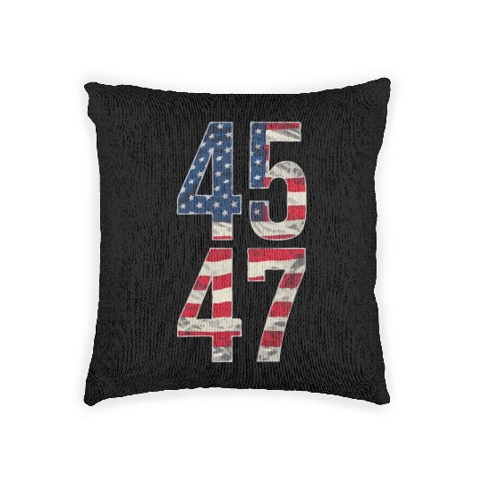45 and 47 American Flag Reflection Trump 2024 Woven Pillows