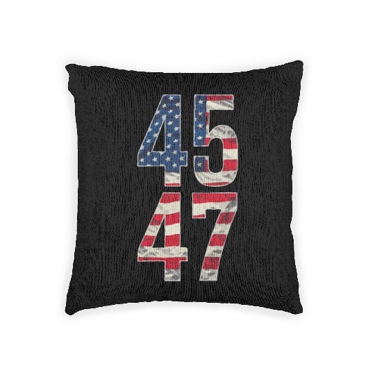 45 and 47 American Flag Reflection Trump 2024 Woven Pillows