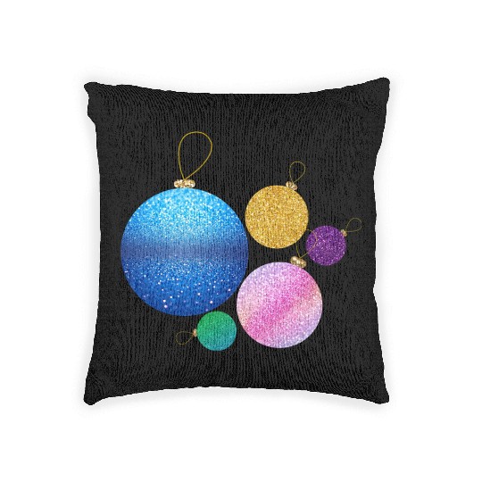 Xmas multicolor glisser balls ornement Woven Pillows