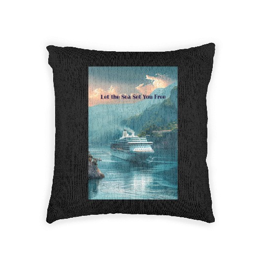 cruise ship Let the Sea set you free Woven Pillows
