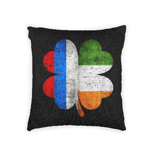 Russian Irish Shamrock Russia Ireland Flag Woven Pillows