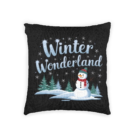 christmas snowman winter wonderland Woven Pillows