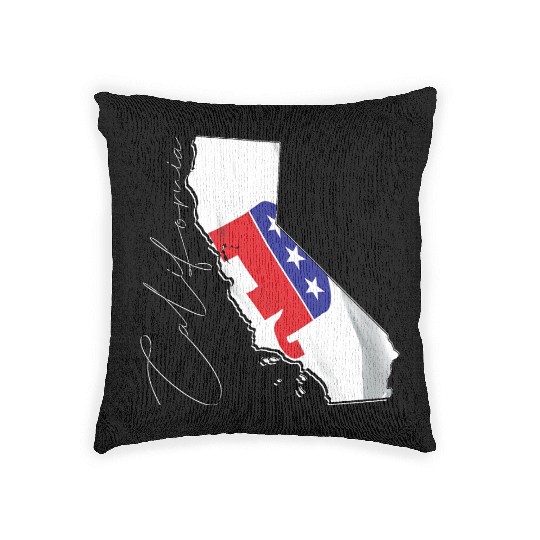Republican Flag in California State Map CA Woven Pillows