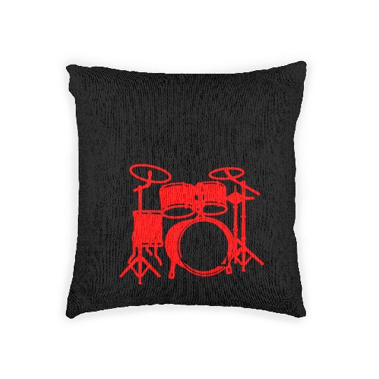 red drum set drummer Woven Pillows