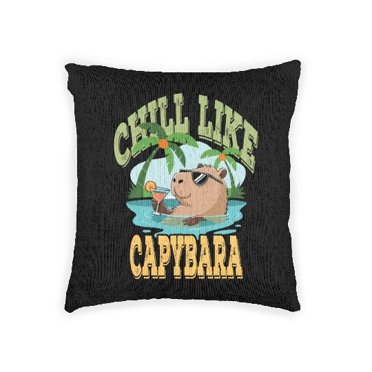 gift idea funny quote zen design Capybara Woven Pillows