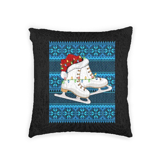 Ice Skating Christmas Lights Woven Pillows