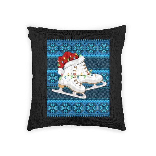 Ice Skating Christmas Lights Woven Pillows