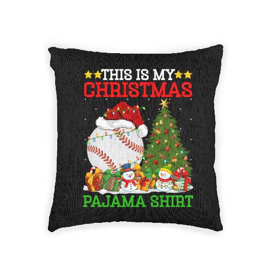 Baseball Christmas Tree Lights Woven Pillows